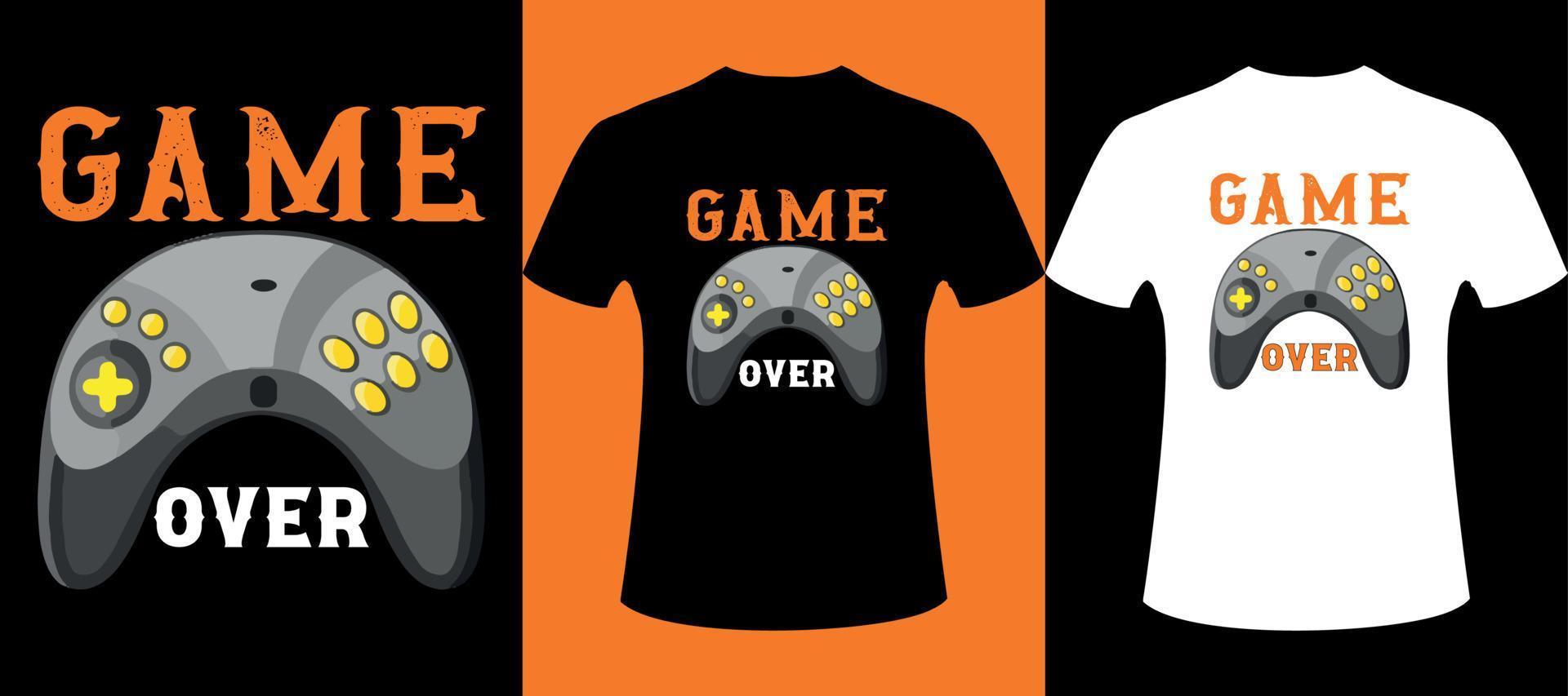 game over design de camiseta de vetor de slogan, design de camiseta de vetor de console, design de camiseta de jogo.