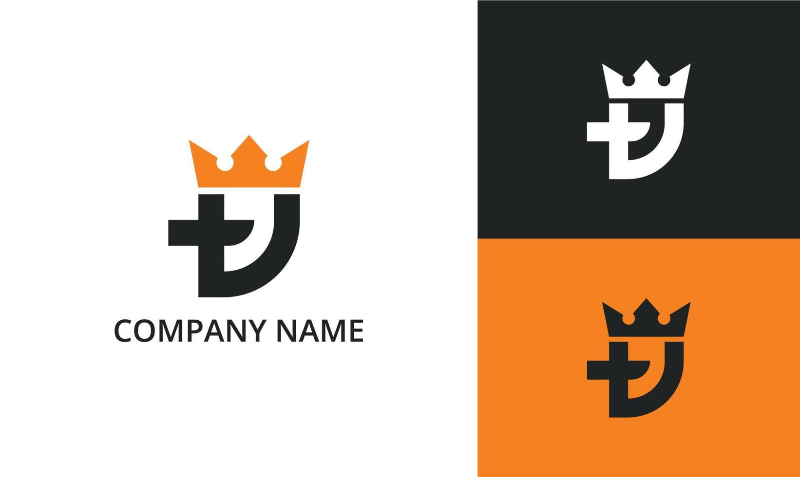 logotipo tj coroado. monogramas de logotipo. logotipo moderno da letra tj vetor