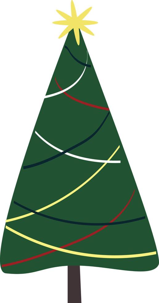 ilustração vetorial de árvore de natal, verde rico em um fundo branco vetor