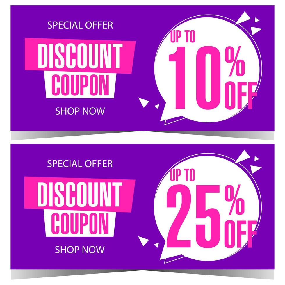 cupom de desconto ou voucher de desconto para venda, temporada de compras, promoção de oferta especial. Garra de desconto vetorial em fundo azul com indicação de porcentagem de redução de preço. vetor