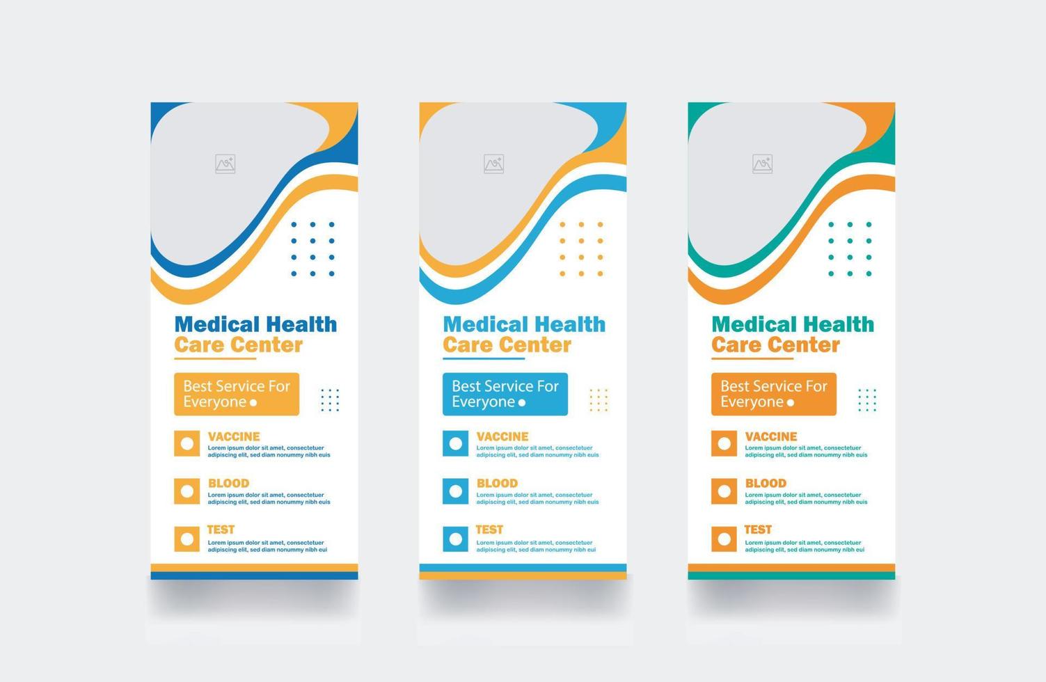 cuidados de saúde médicos e modelo de design de postagem de capa de banner roll up vetor