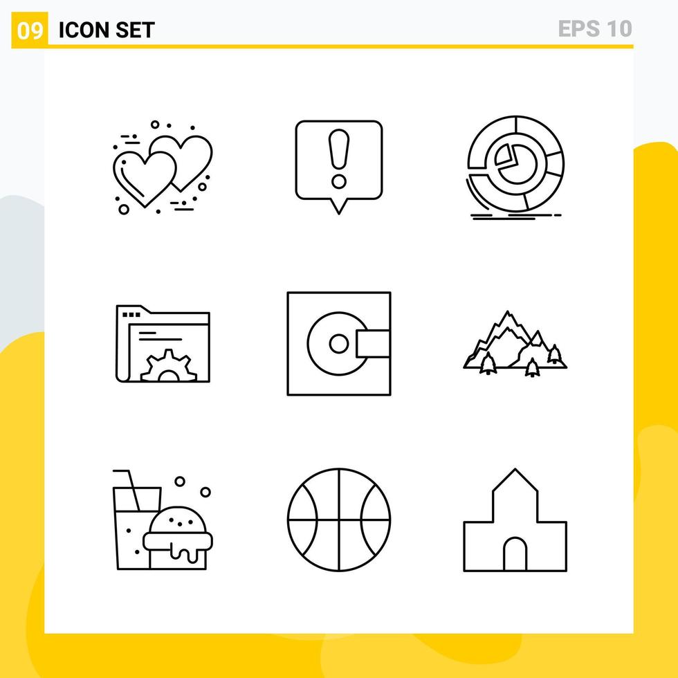 coleção de 9 ícones de linha universal para web e mobile vetor