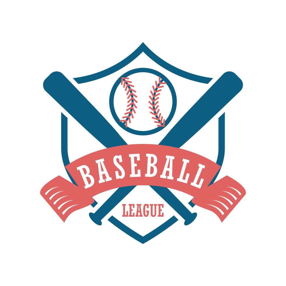 logotipo de beisebol de design plano desenhado à mão vetor