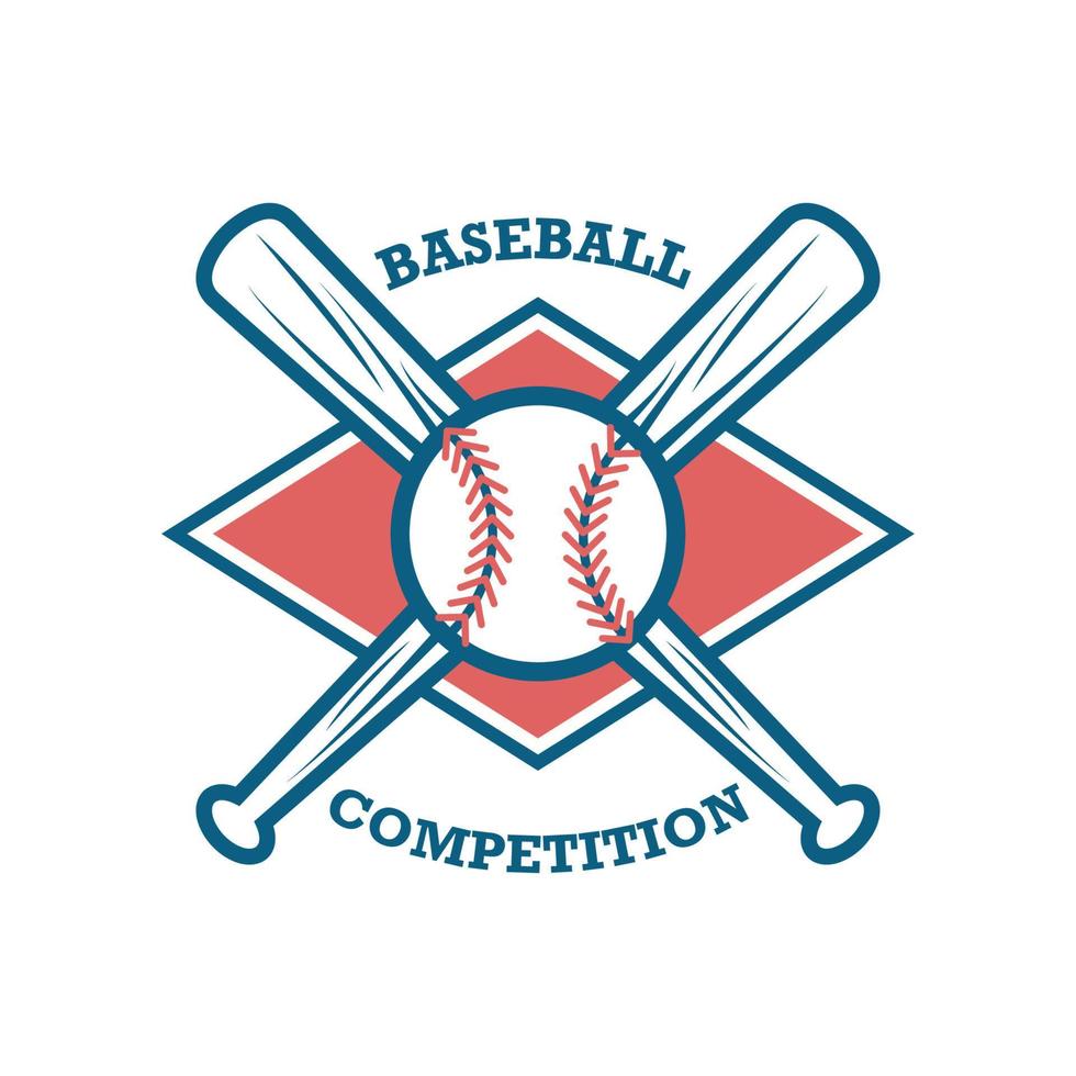 logotipo de beisebol de design plano desenhado à mão vetor