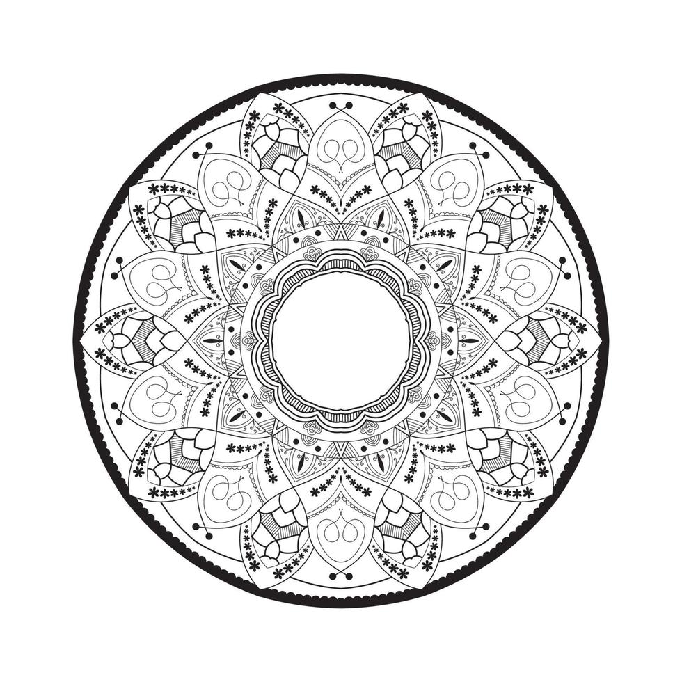 ornamento mandala fundo conceito de design preto e branco vetor