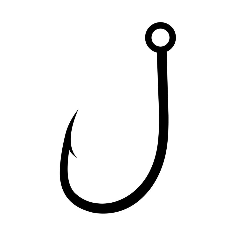 ícone de vetor de gancho de pesca em fundo branco. ótimo para pescador, pescador, logotipo de gancho.
