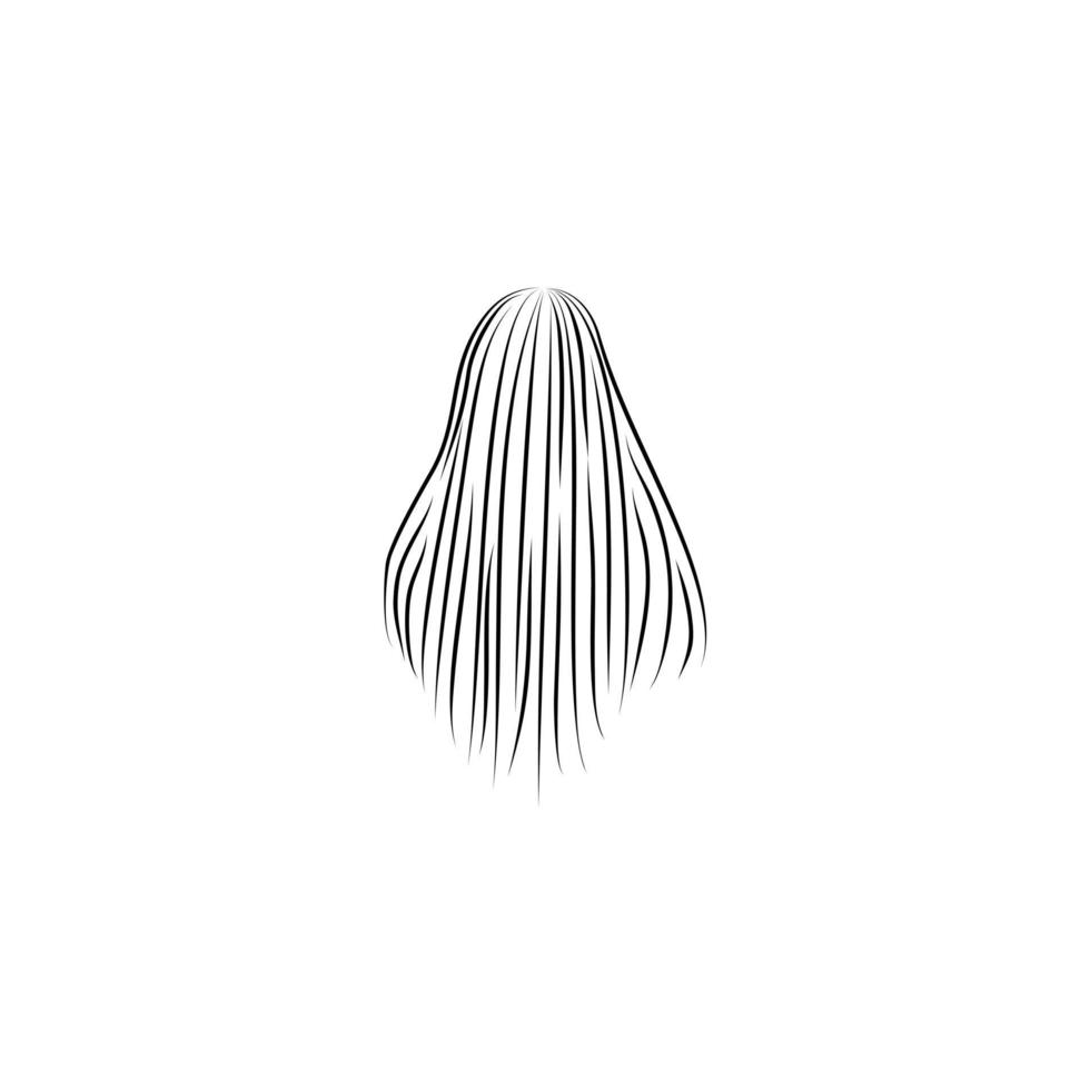 cabelo longo ondulado vista traseira esboço ilustração vetorial de design de logotipo para sinal de beleza e moda e símbolo plano minimalista vetor