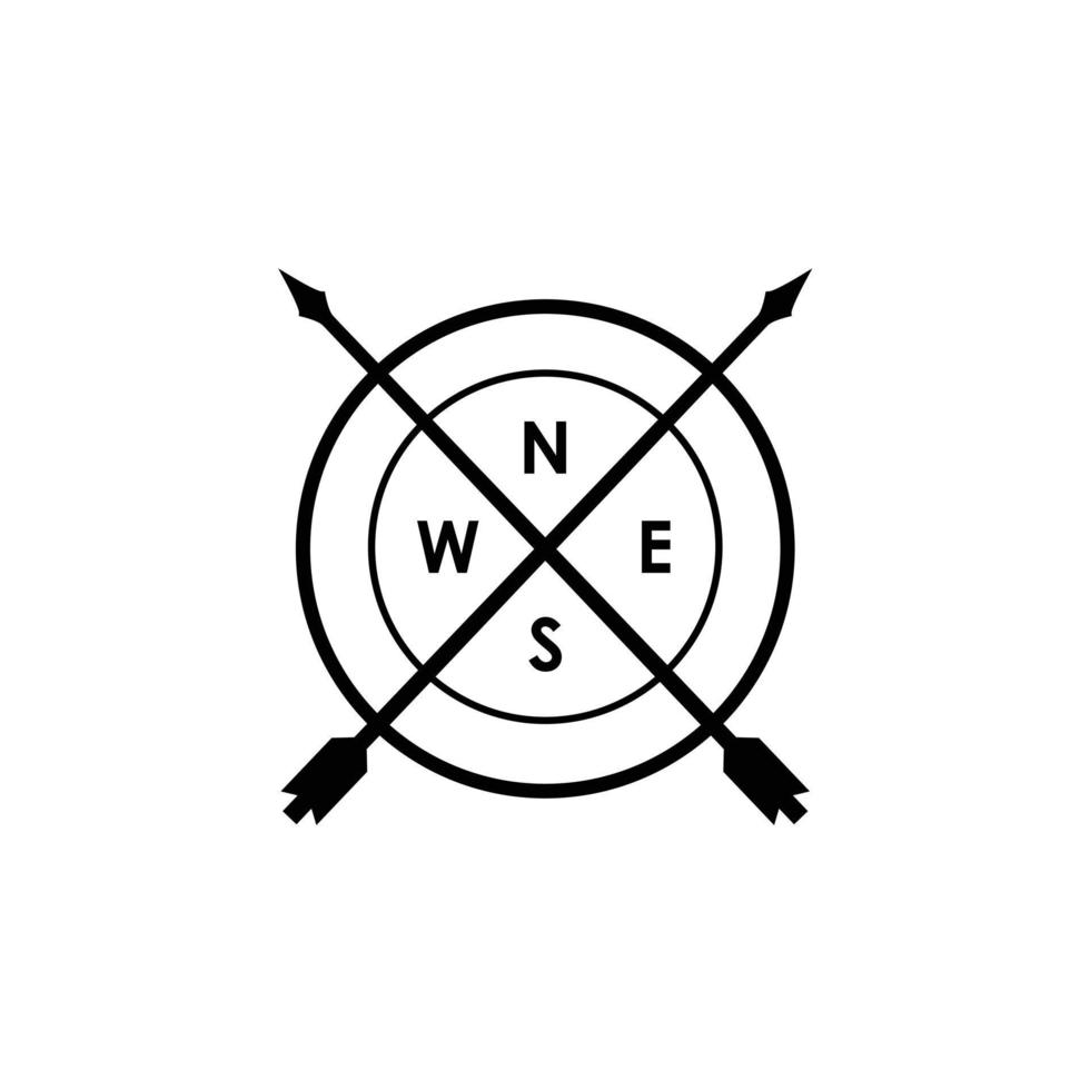 ilustração sinal de seta cruzada no vetor de design de logotipo de arqueiro de forma de círculo