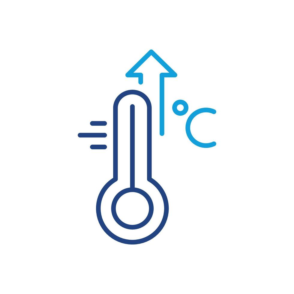 ícone de linha de escala de alta temperatura. sintomas de gripe, resfriado, vírus e febre. termômetro com pictograma de seta para cima. aumento da temperatura do ícone linear do corpo humano. curso editável. ilustração vetorial. vetor