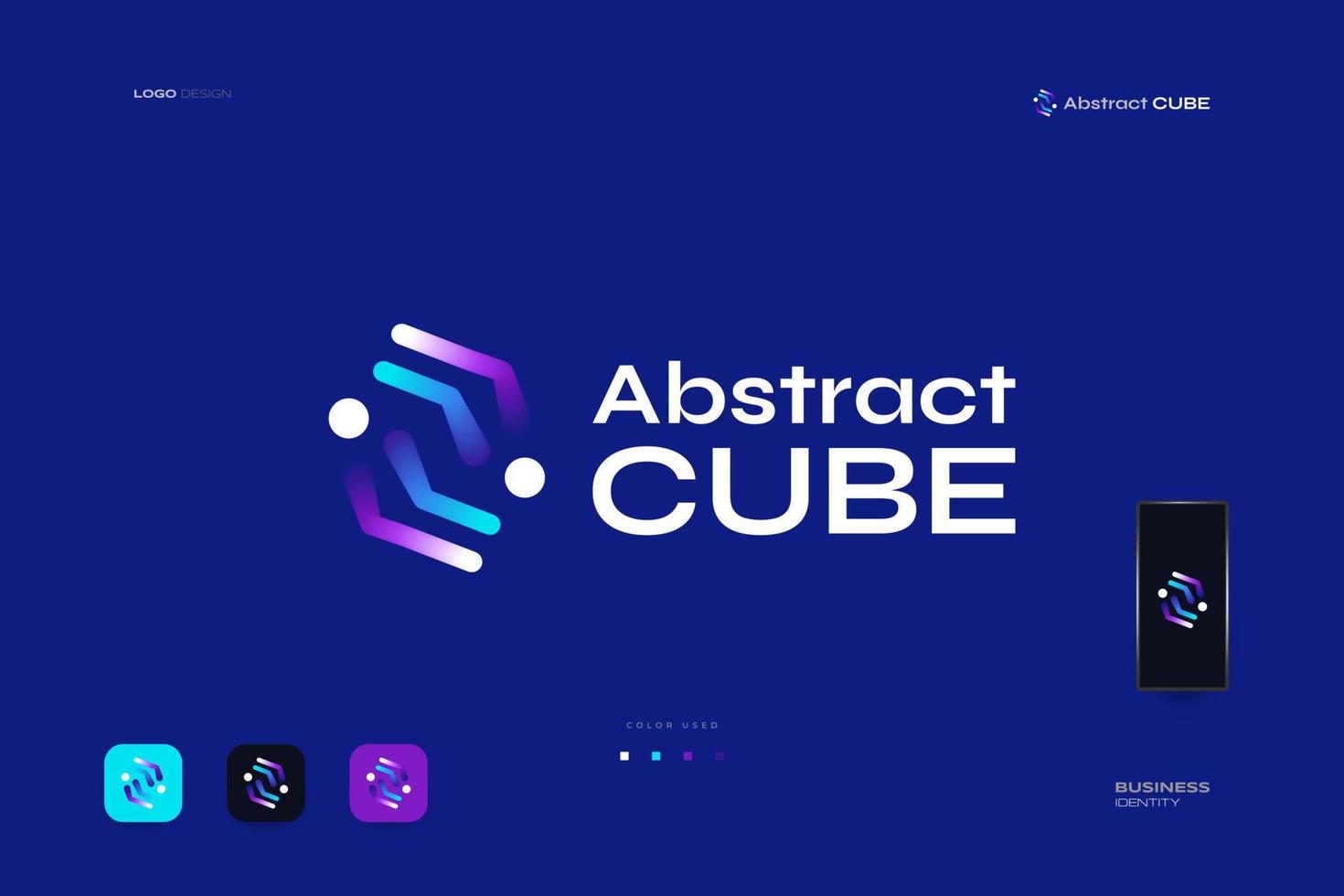 design de logotipo de cubo abstrato e colorido. adequado para tecnologia, solução de problemas e logotipo da empresa de soluções vetor