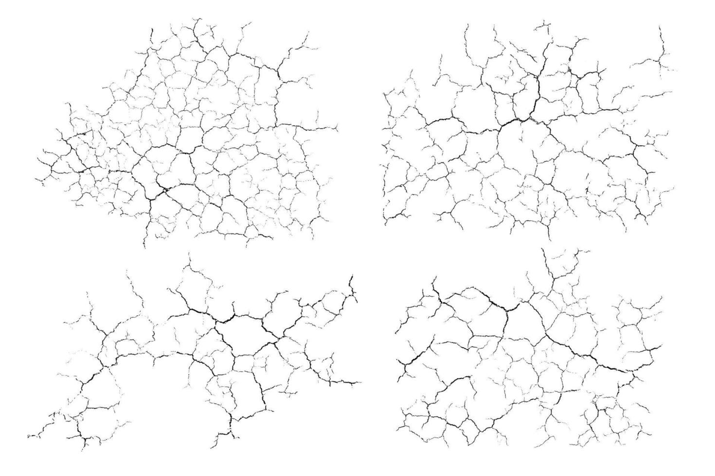 fundos de rachaduras naturais. texturas de sobreposição vetorial de superfícies rachadas. recursos gráficos de uma cor. vetor