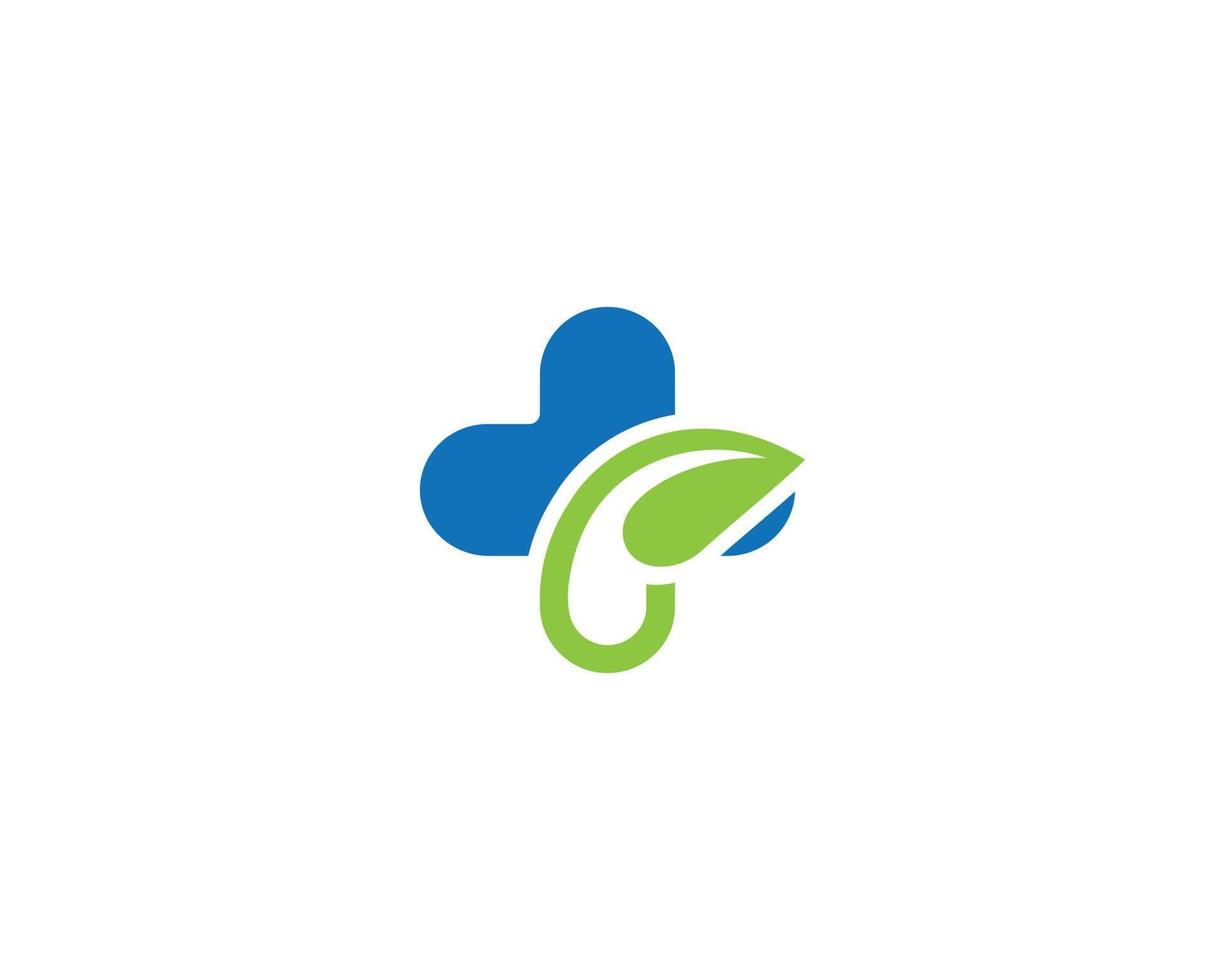 design de logotipo de saúde médica criativa com conceito de ilustração vetorial de símbolo de folha verde. vetor