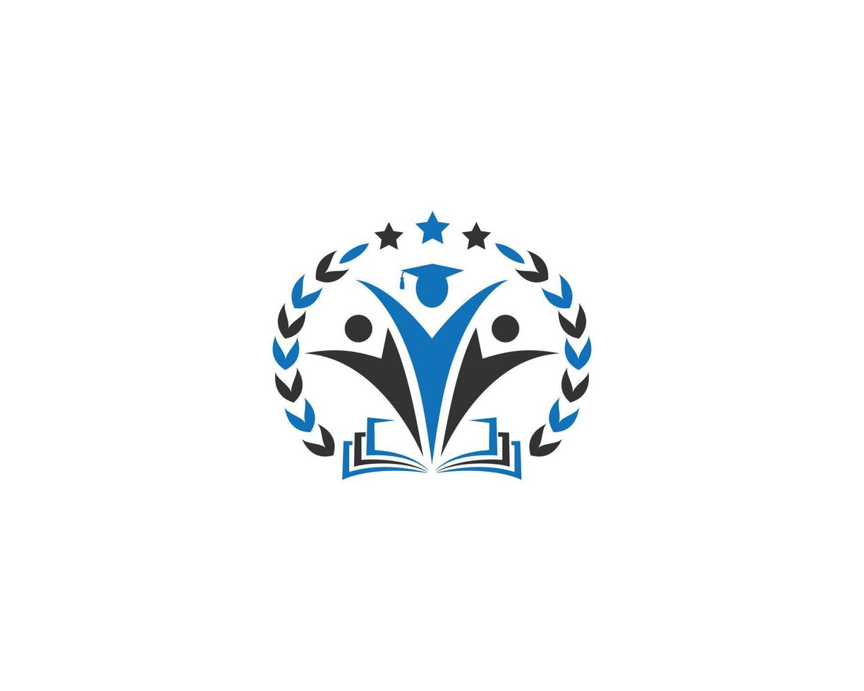 modelo de vetor de design de logotipo de distintivo de educação universidade emblema de escola secundária coroa de louros.