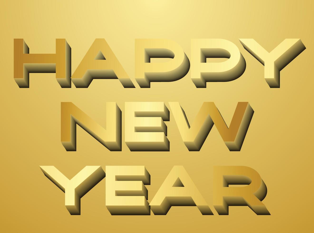texto de feliz ano novo 3d dourado vetor