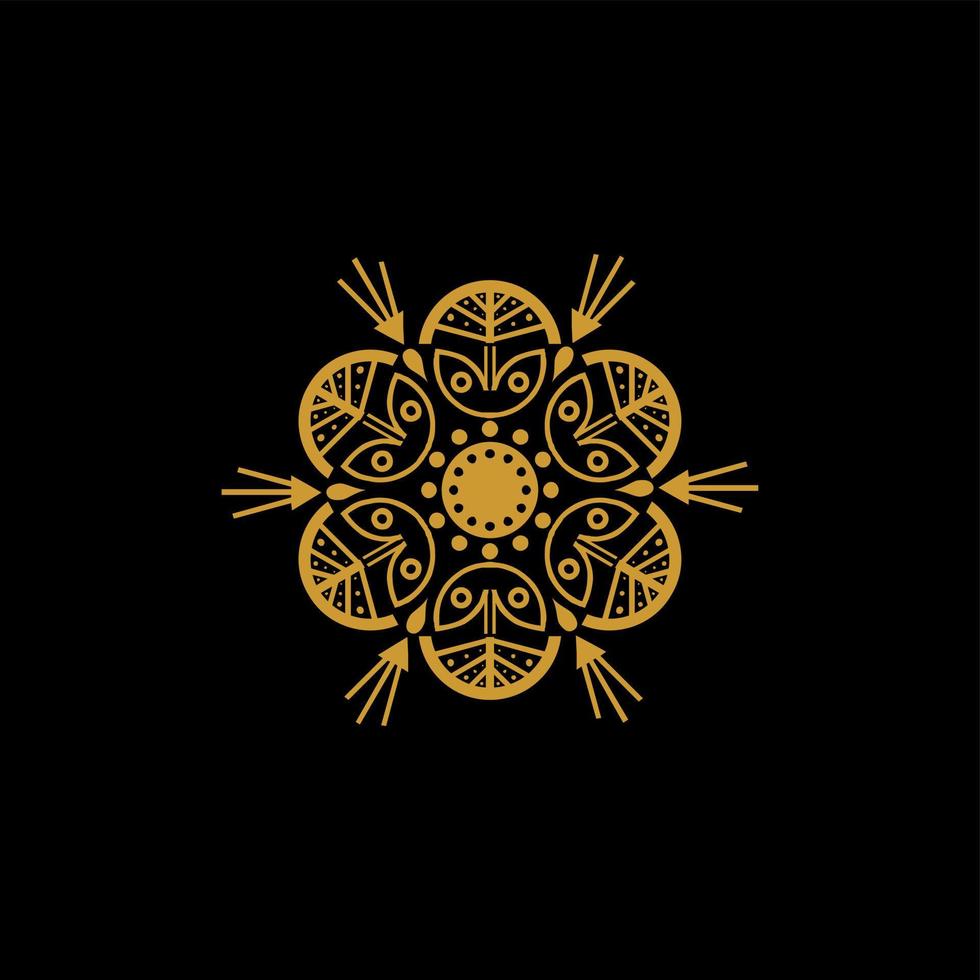 logotipo de vetor de ouro de mandala de flor abstrata