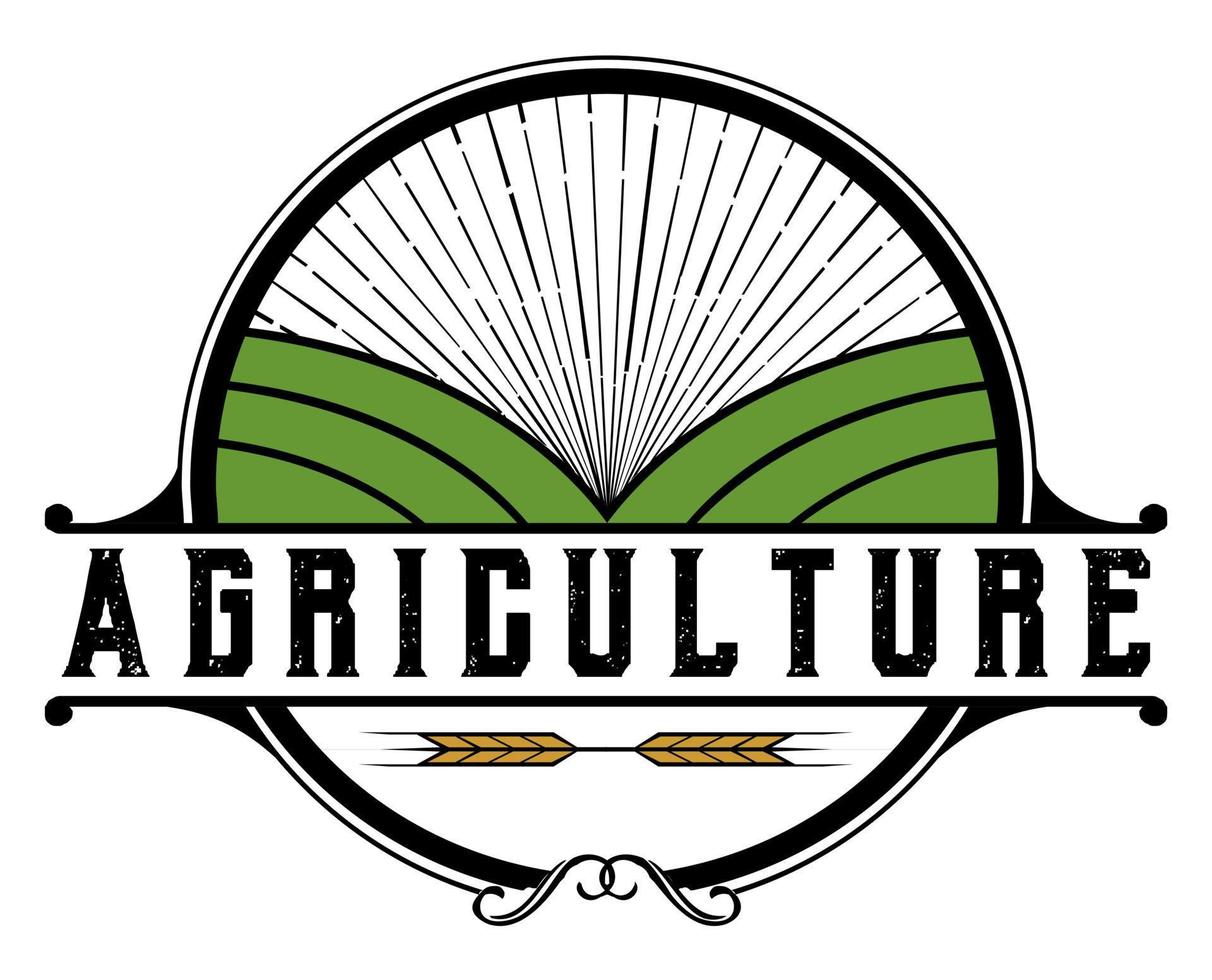 design de logotipo de vetor de distintivo vintage de agricultura