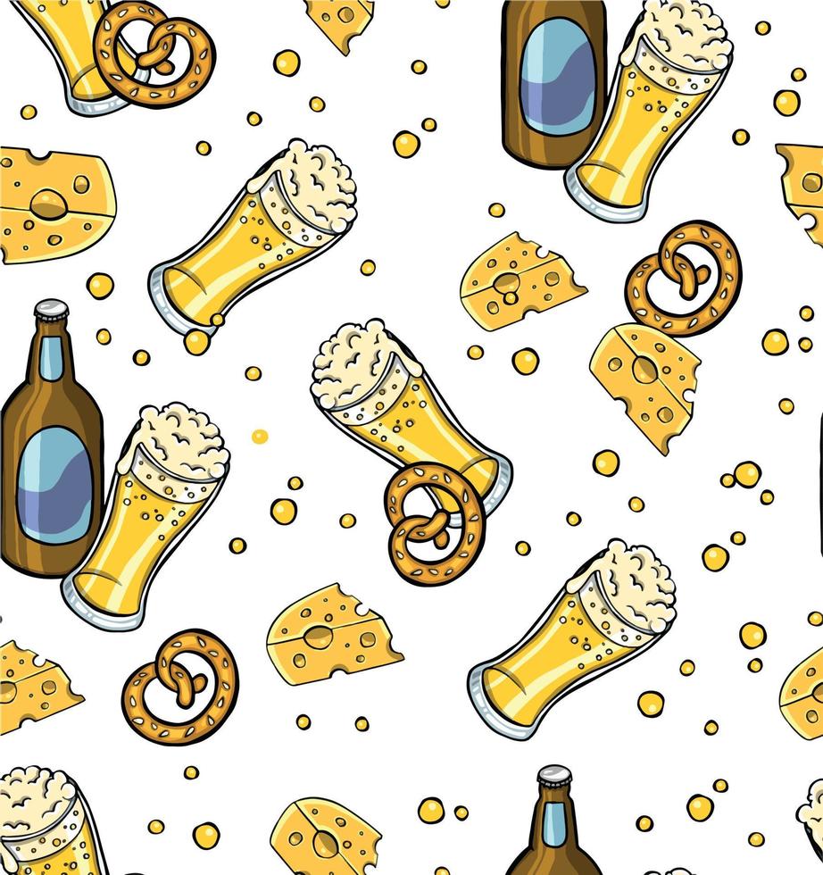 ornamento têxtil cerveja sem costura padrão estilo memphis contorno linha pacote conjunto download de plano de fundo. vetor