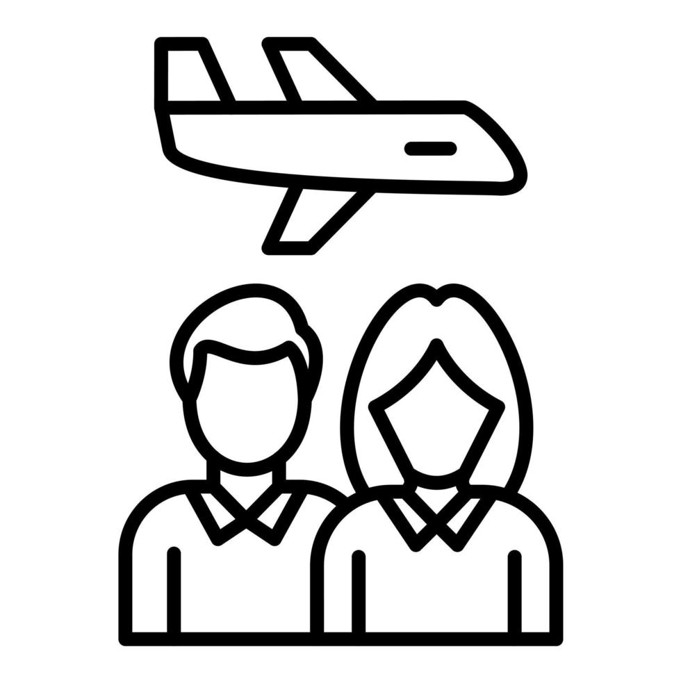 ícone de linha de casal viajante vetor