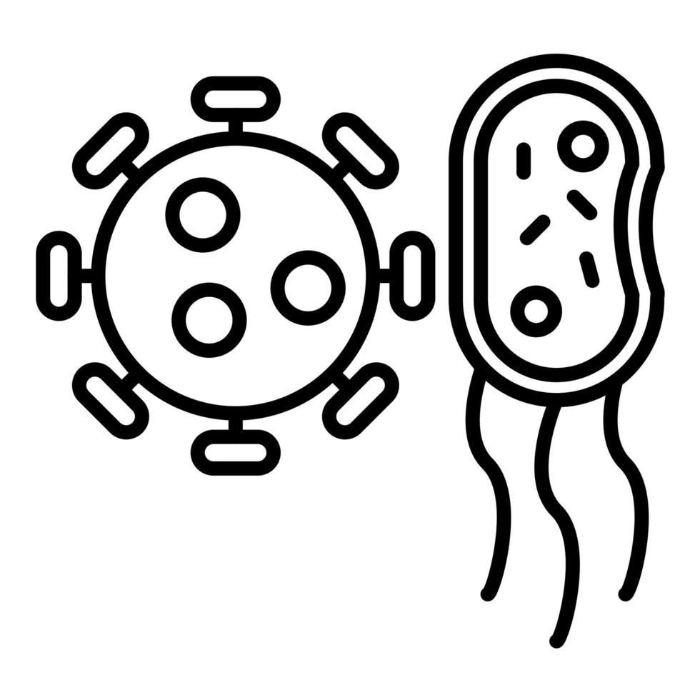 ícone de linha de bactérias e vírus vetor