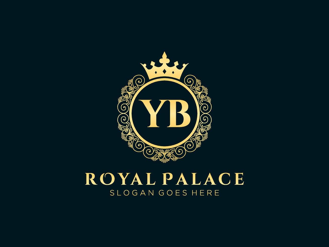 letra yb antigo logotipo vitoriano de luxo real com moldura ornamental. vetor