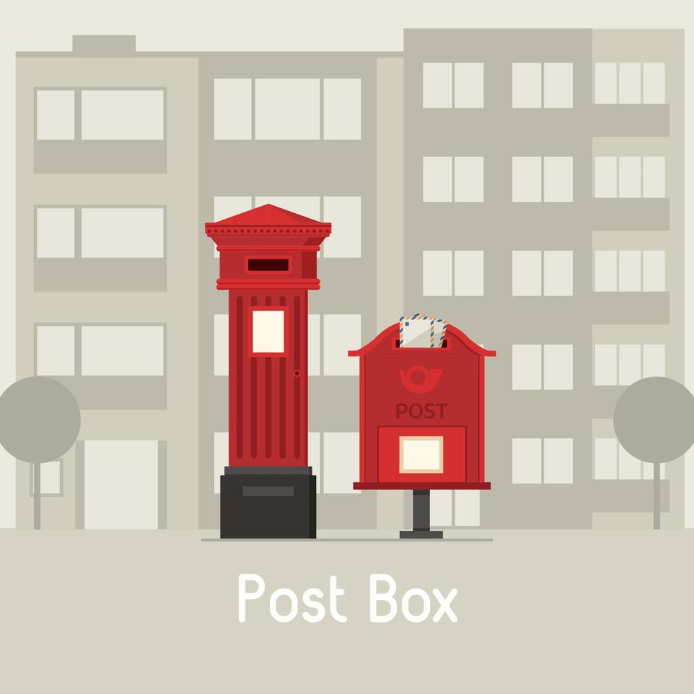 caixas de correio de rua vermelha vetor