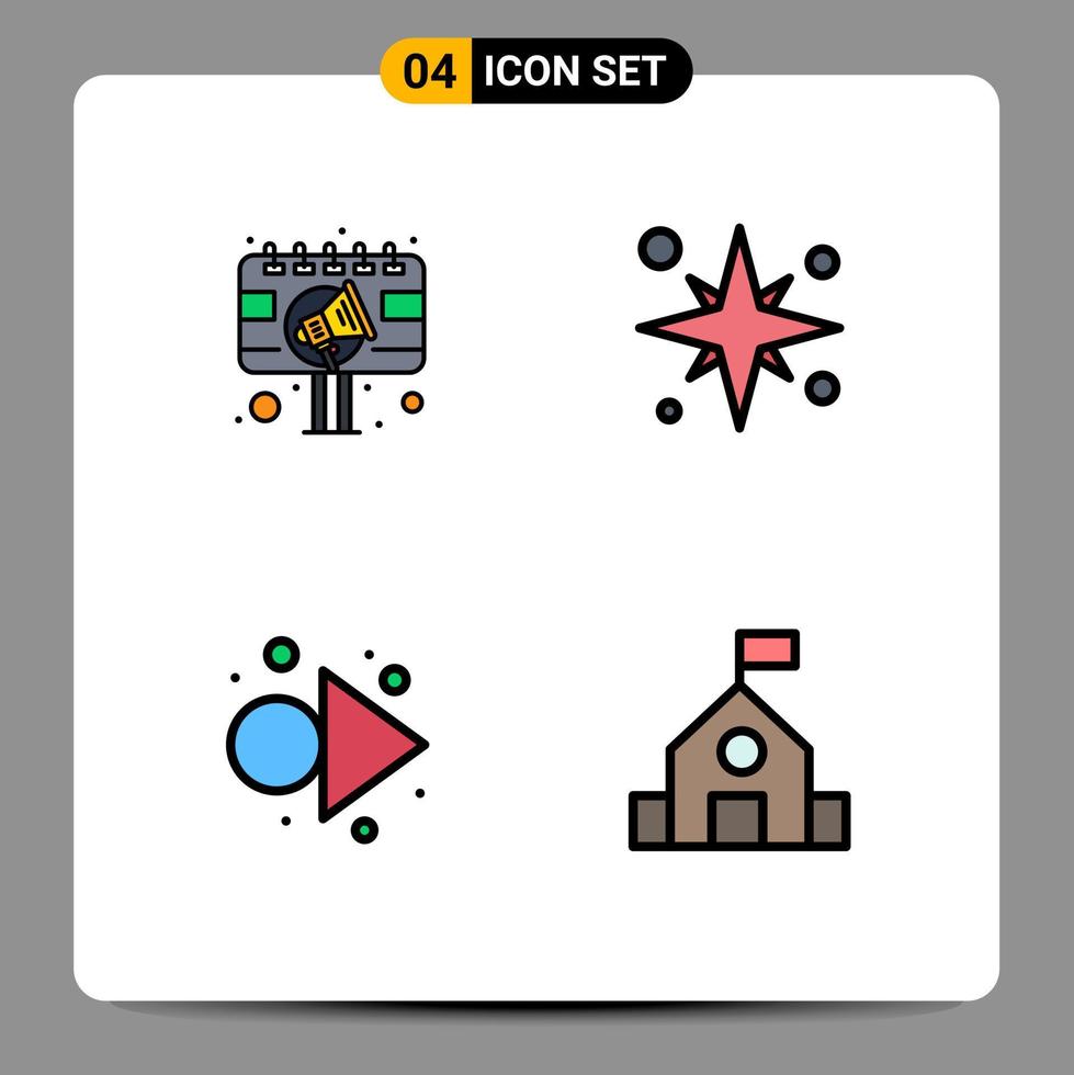4 ícones criativos, sinais e símbolos modernos de outdoor de férias de anúncios, elementos de design de vetores editáveis para a frente