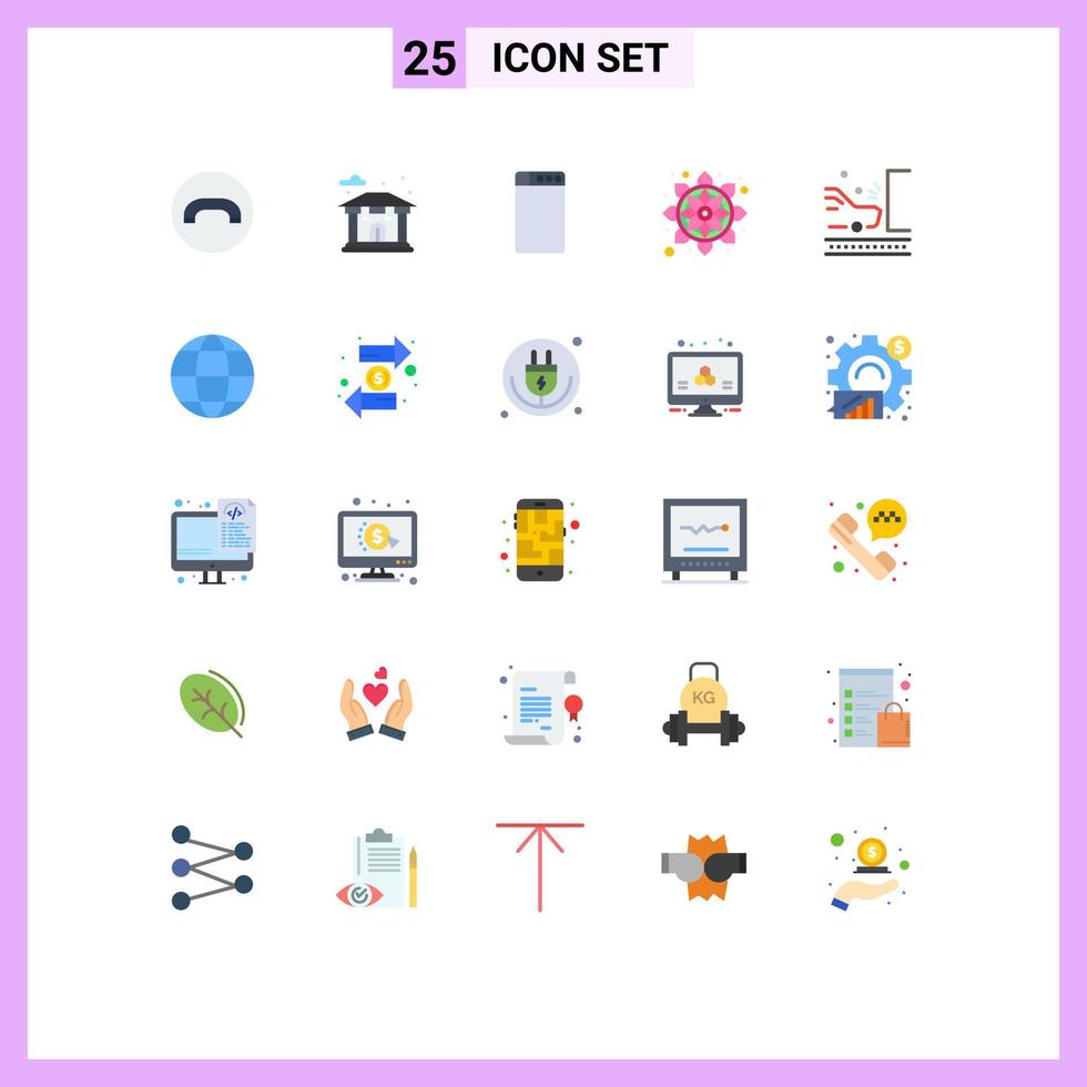 25 sinais universais de cores planas símbolos de elementos de design de vetor editável de flor de segurança de comunicação