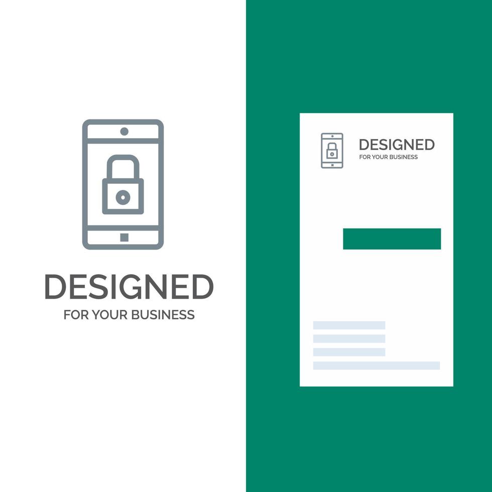aplicativo de bloqueio de aplicativo móvel aplicativo móvel design de logotipo cinza e modelo de cartão de visita vetor