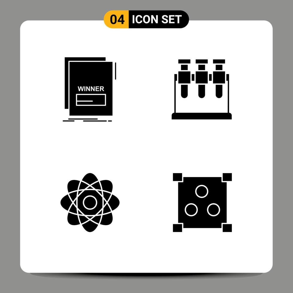 pacote de interface de usuário de 4 glifos sólidos básicos de fraude bioquímica laboratório malicioso laboratório elementos de design de vetores editáveis