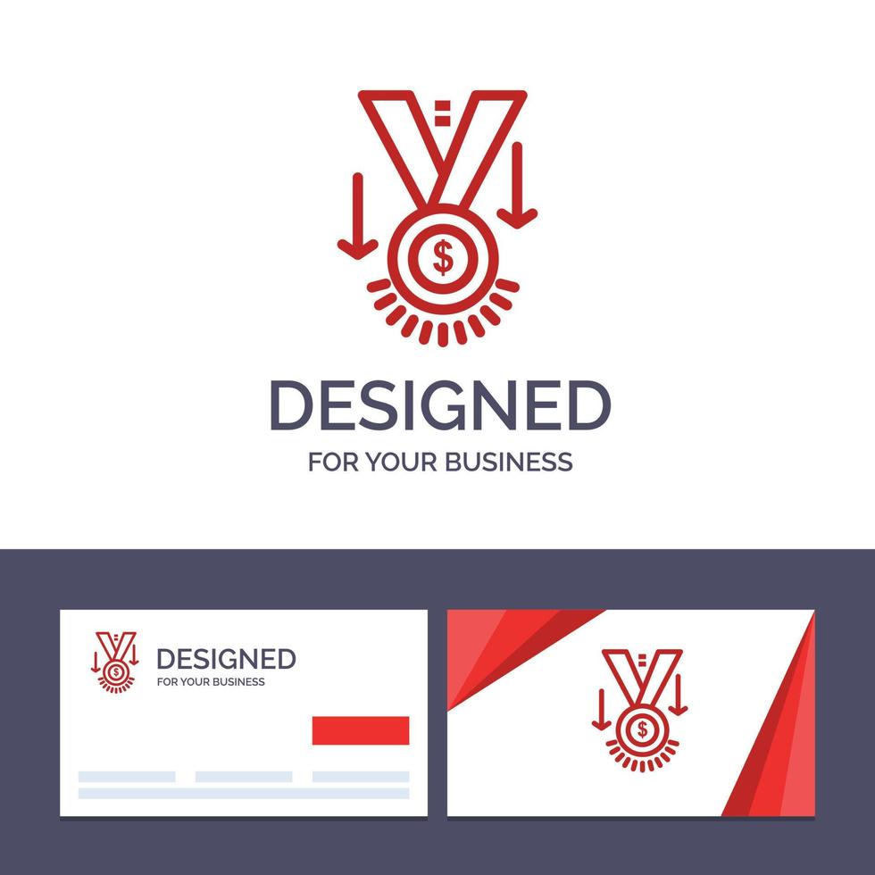 cartão de visita criativo e modelo de logotipo prêmio medalha estrela vencedor troféu ilustração vetorial vetor