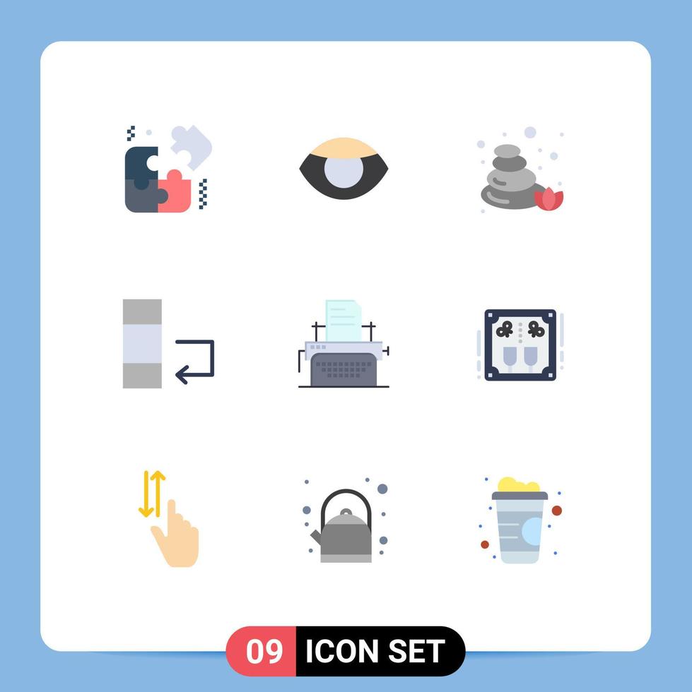 conjunto de cores planas de interface móvel de 9 pictogramas de impressão de álcool, sauna, fax, troca de elementos de design vetorial editáveis vetor