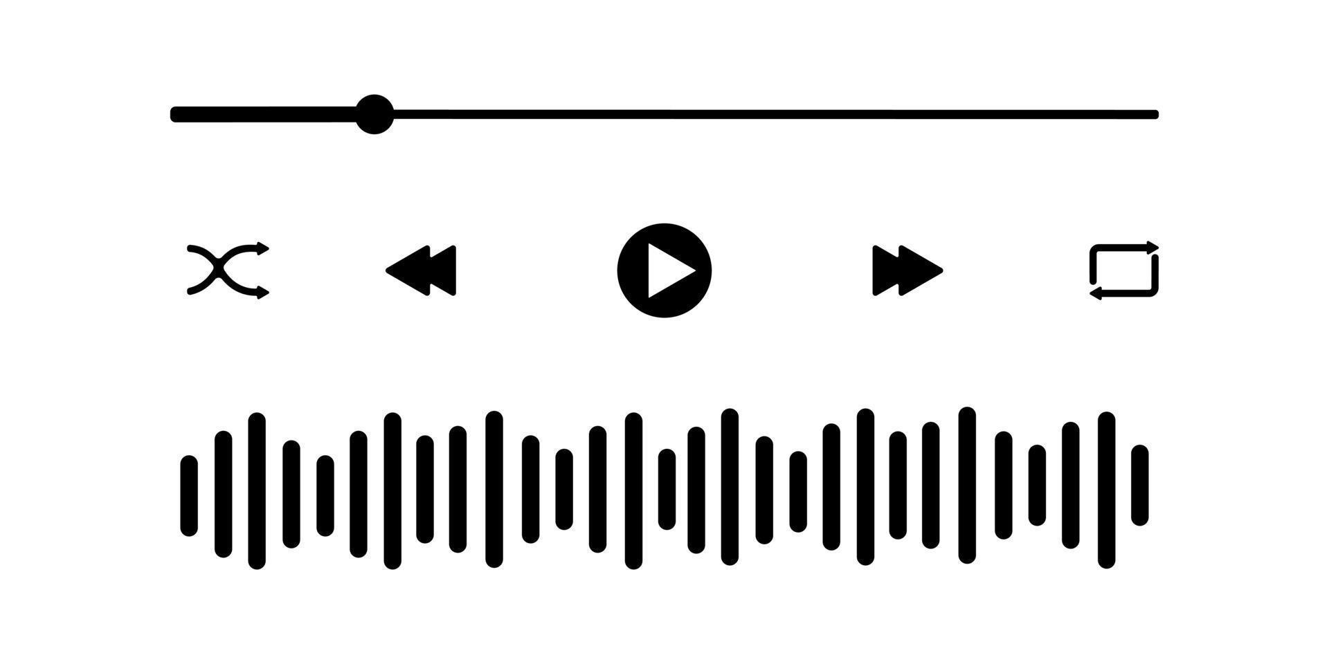 interface do reprodutor de áudio com barra de carregamento, botões, ícone de onda sonora. modelo gráfico de painel mediaplayer para aplicativo móvel vetor