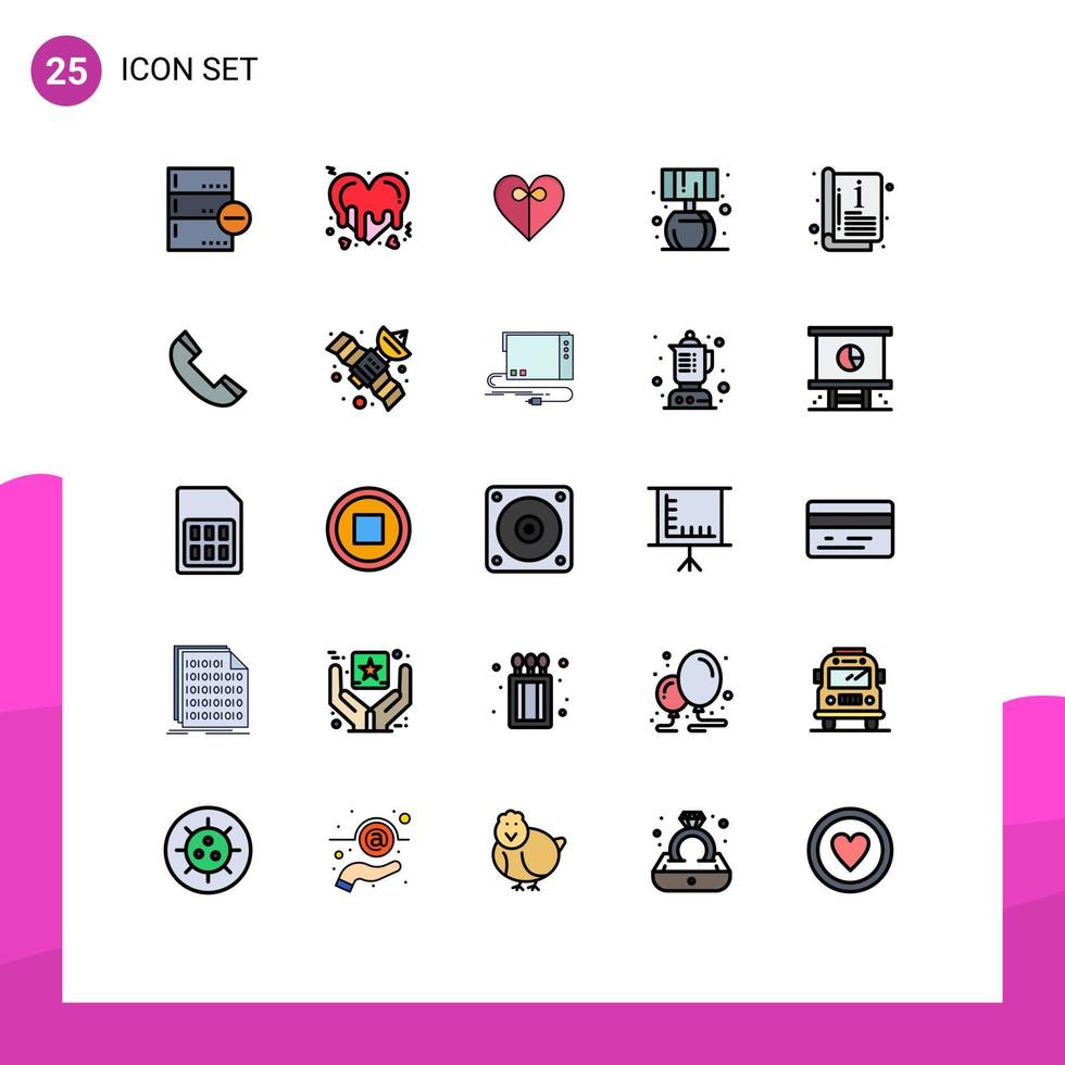 25 ícones criativos sinais e símbolos modernos de catálogo de capa romance elementos de design de vetores editáveis em casa