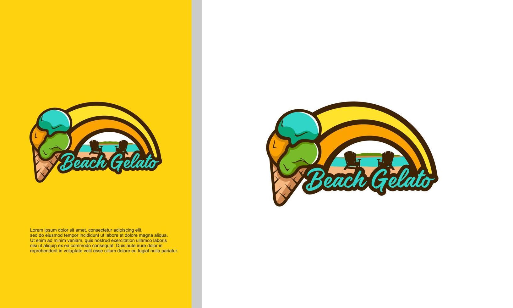 gelato de praia, ilustração de design de logotipo de sorvete vetor