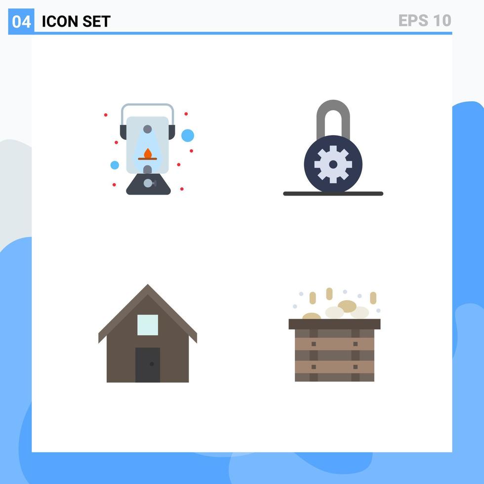grupo de 4 ícones planos modernos definidos para opções de lâmpada de óleo de conversa de lâmpada elementos de design de vetores editáveis em casa