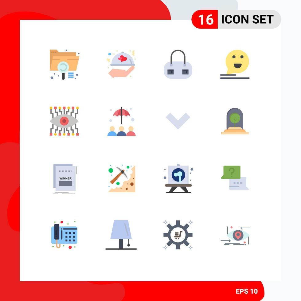 conjunto de 16 sinais de símbolos de ícones de interface do usuário modernos para relógio de correio casamento pacote editável de bate-papo feliz de elementos de design de vetores criativos