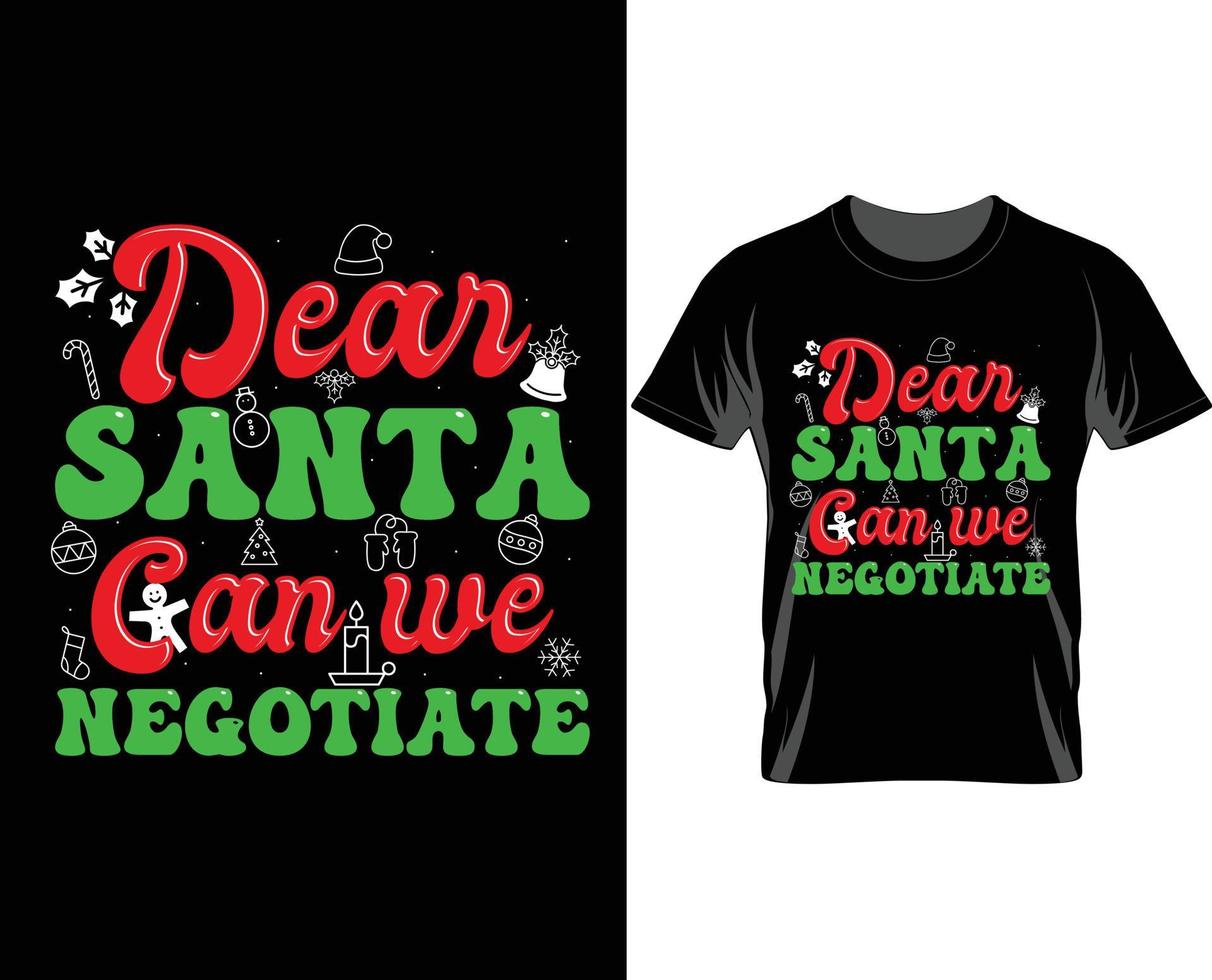 querido papai noel, podemos design feio de camiseta de natal vetor