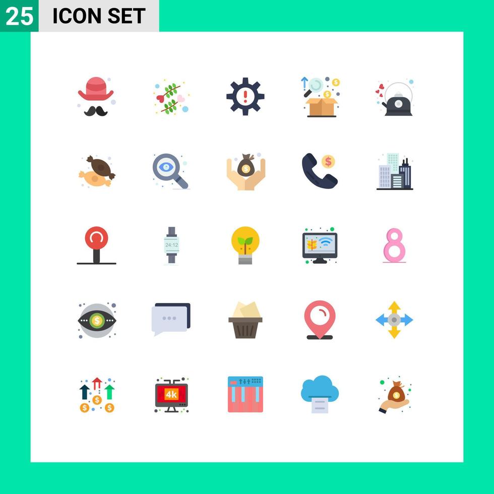 grupo de 25 sinais e símbolos de cores planas para gráficos de produtos hr elementos de design de vetores editáveis de risco de negócios
