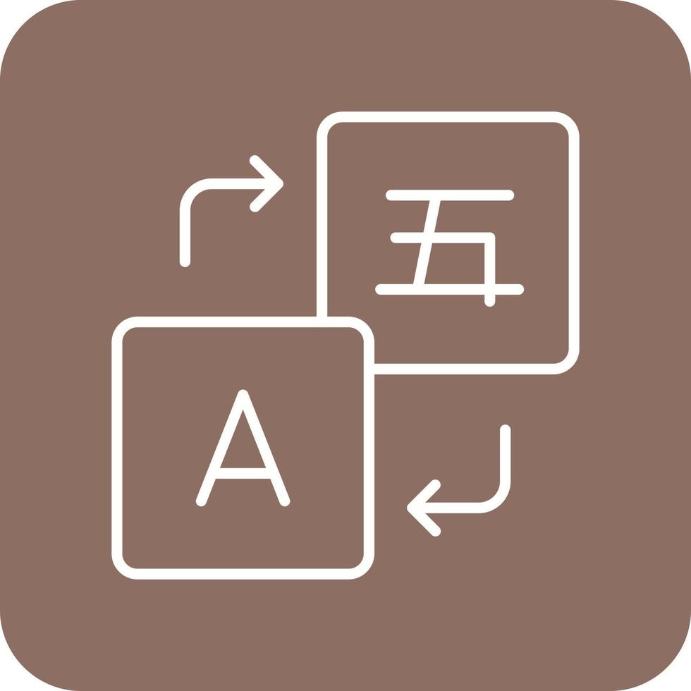 linha de tradução ícones de fundo de canto redondo vetor