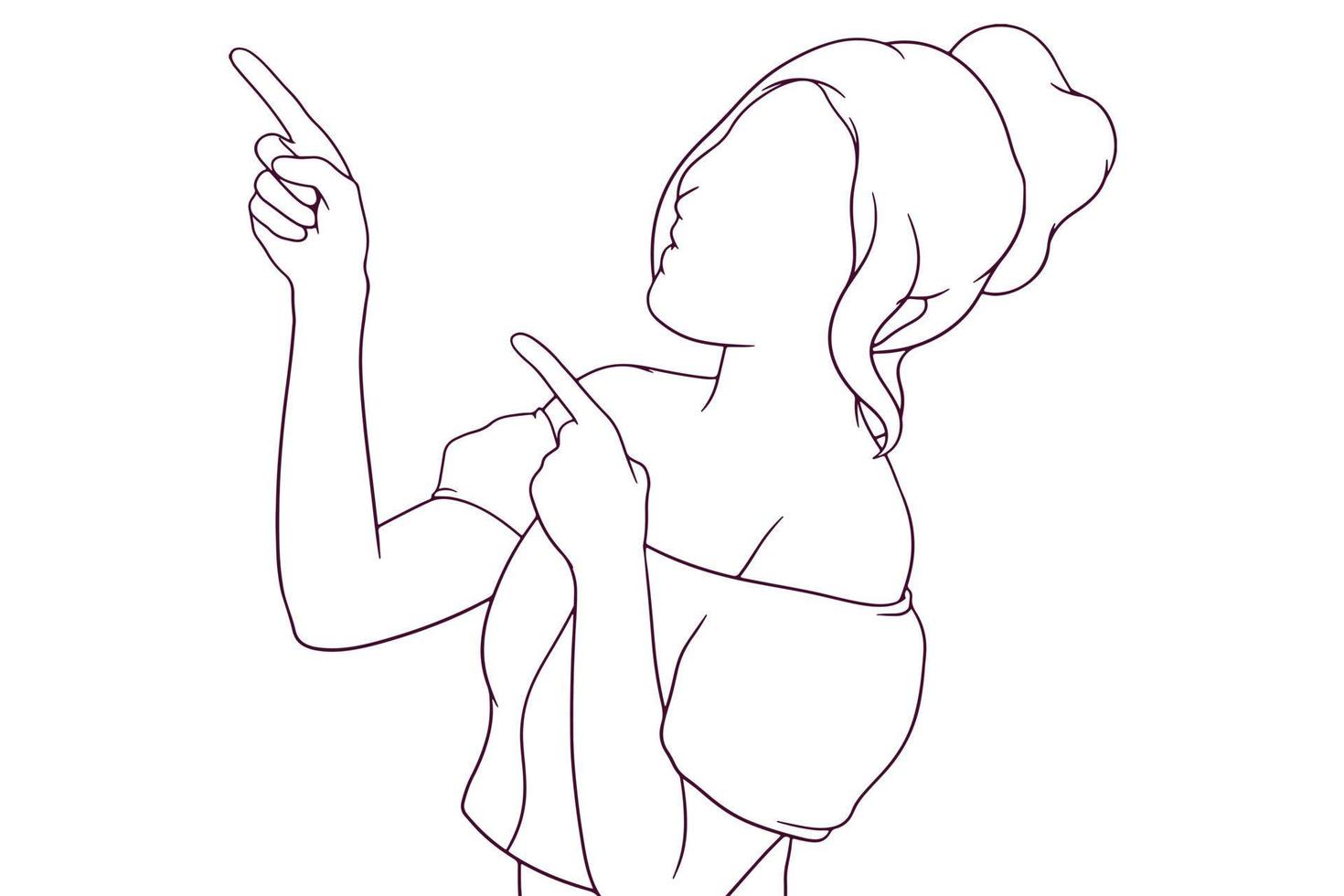 linda garota ponting ilustração vetorial de estilo desenhado à mão vetor