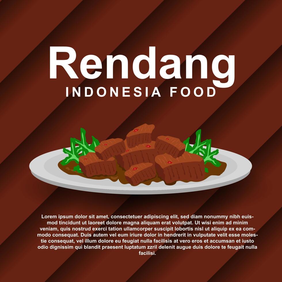 rendang originário de padang, sumatra, indonésia, comida indonésia rendang vector design