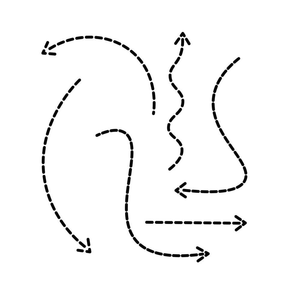 coleção de setas com linhas pontilhadas vetor