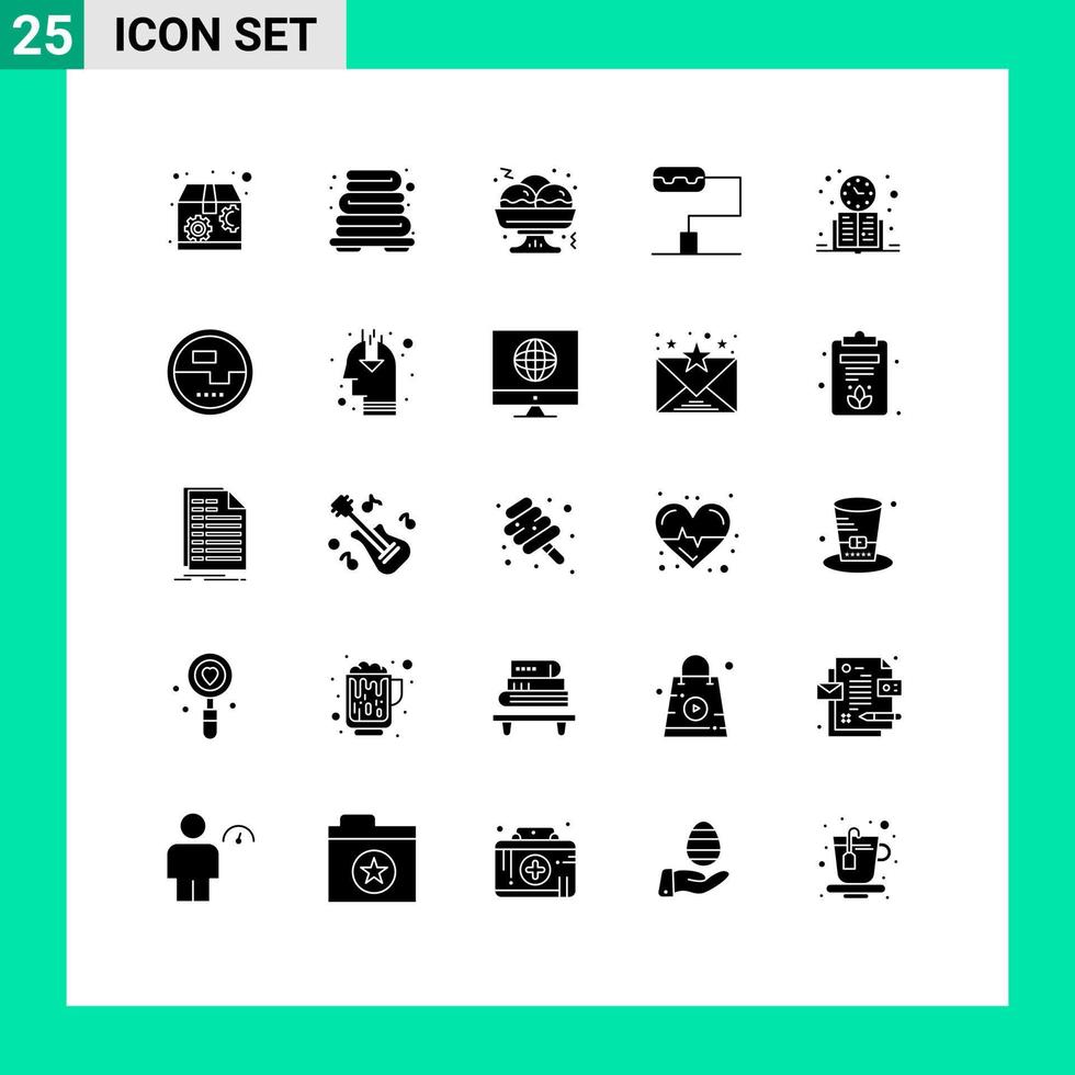 25 conceito de glifo sólido para sites móveis e aplicativos construção de energia e ferramentas tempo de estudo rápido aprendendo elementos de design vetorial editáveis vetor