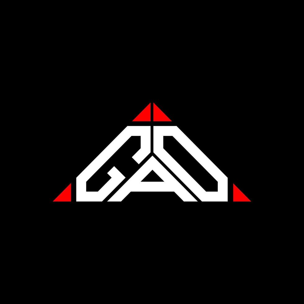 design criativo do logotipo da letra gao com gráfico vetorial, logotipo simples e moderno gao em forma de triângulo redondo. vetor