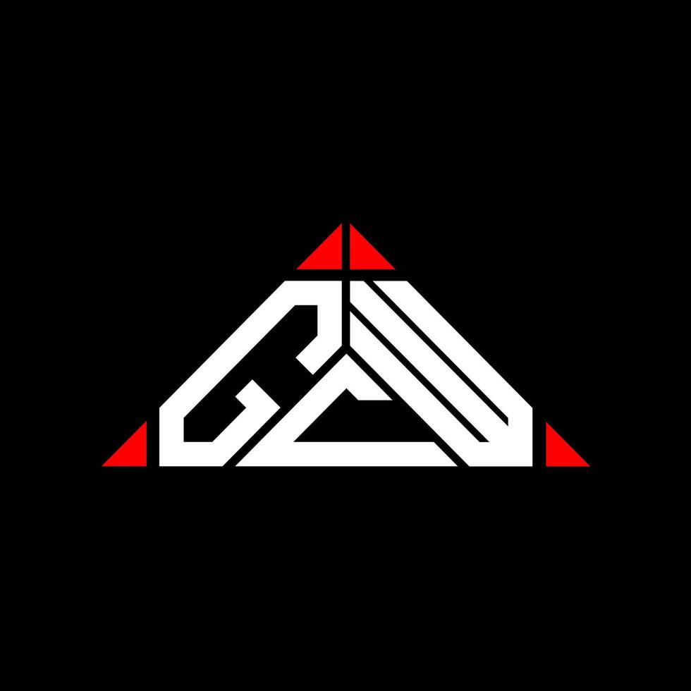design criativo do logotipo da carta gcw com gráfico vetorial, logotipo simples e moderno gcw em forma de triângulo redondo. vetor