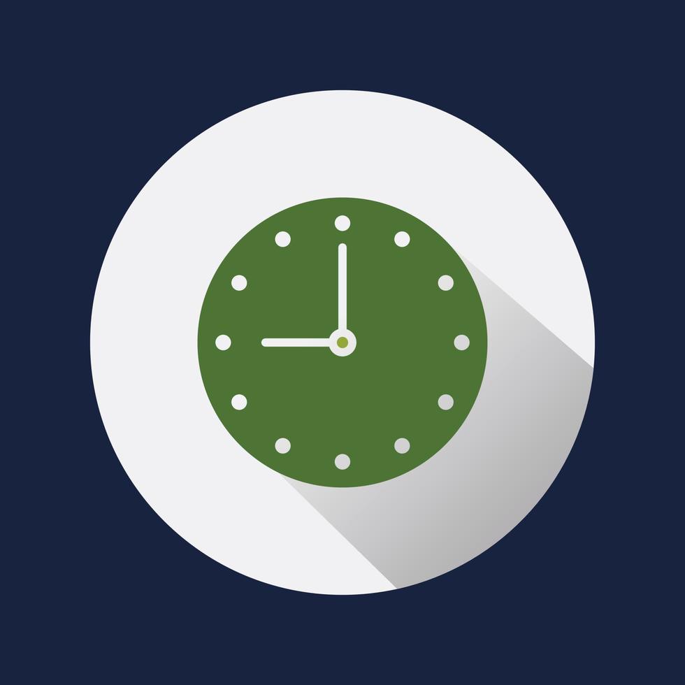 ícone de relógio verde com sombra. ilustração vetorial vetor