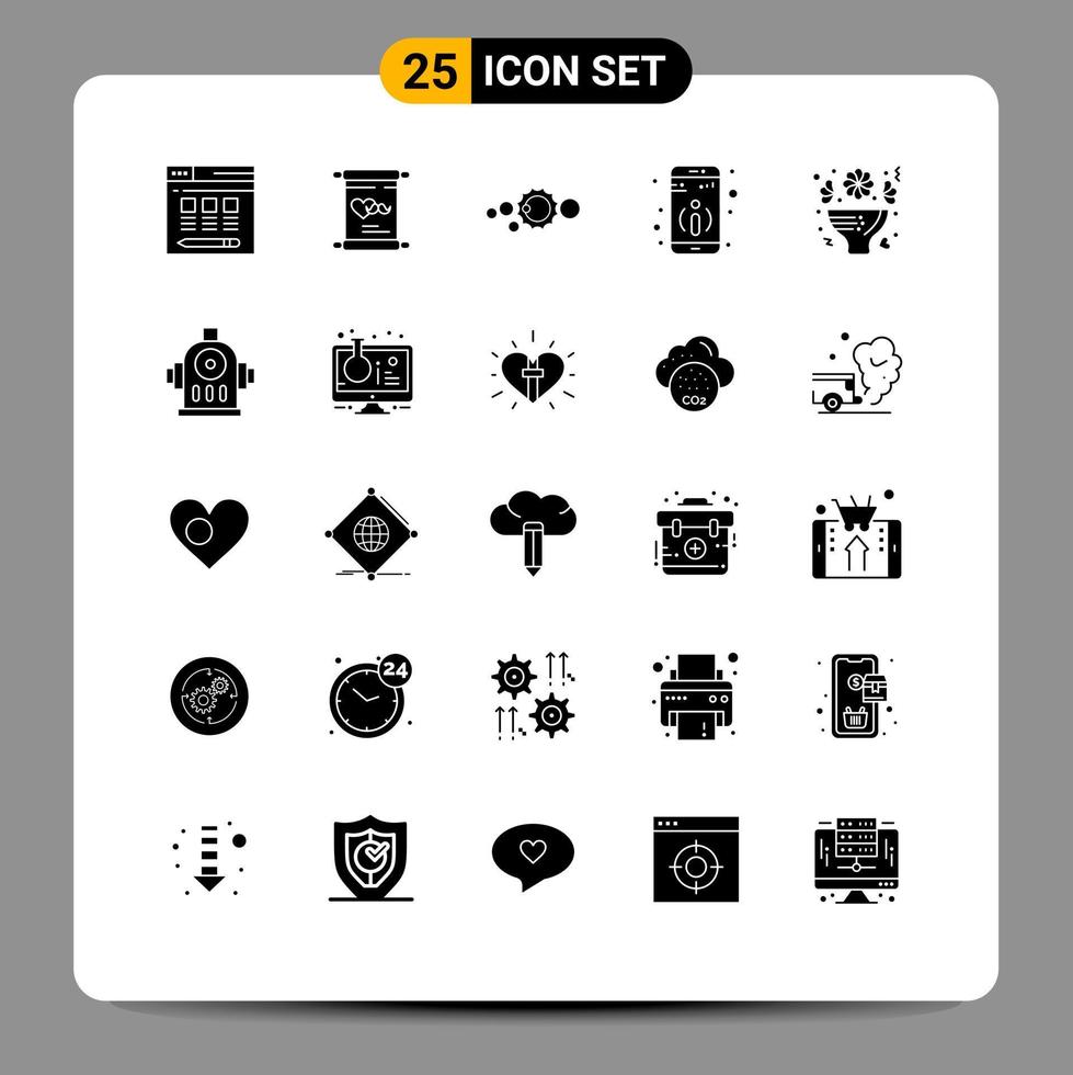 25 ícones criativos sinais modernos e símbolos do sistema de buquê de amor mais detalhes editáveis elementos de design vetorial vetor