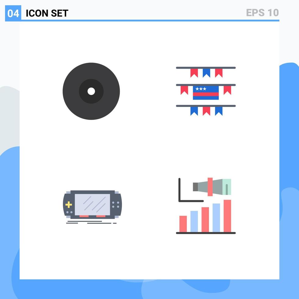 4 ícones planos universais assinam símbolos do jogo blu dvd americano psp elementos de design de vetores editáveis
