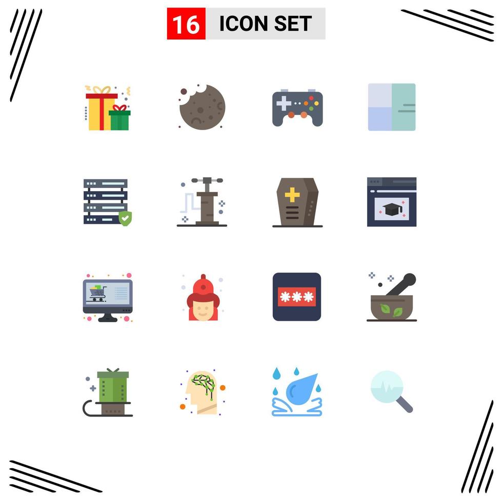conjunto de 16 sinais de símbolos de ícones de interface do usuário modernos para edifícios de plantas de jogo de dados de servidor pacote editável de elementos de design de vetores criativos