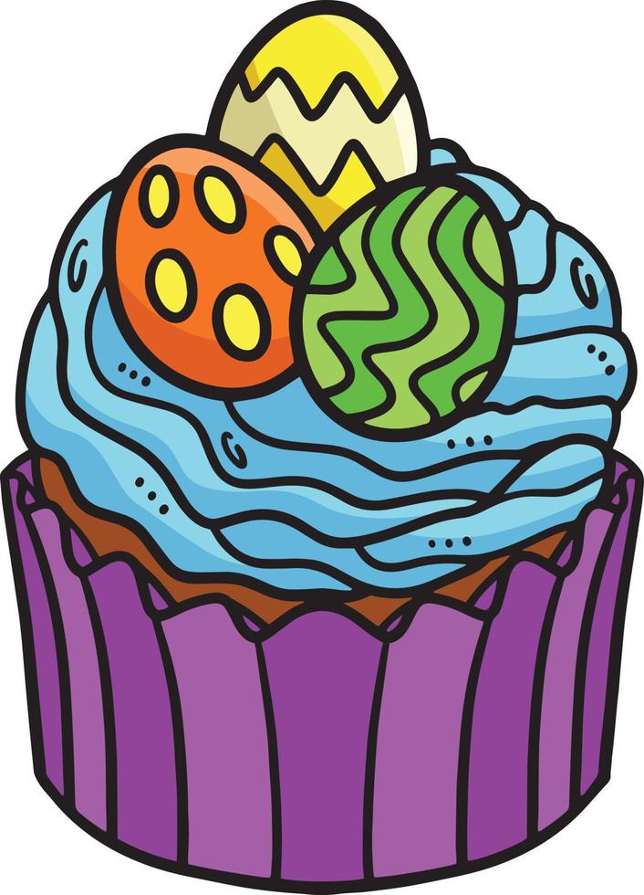 ovo de páscoa cupcake cartoon colorido clipart vetor